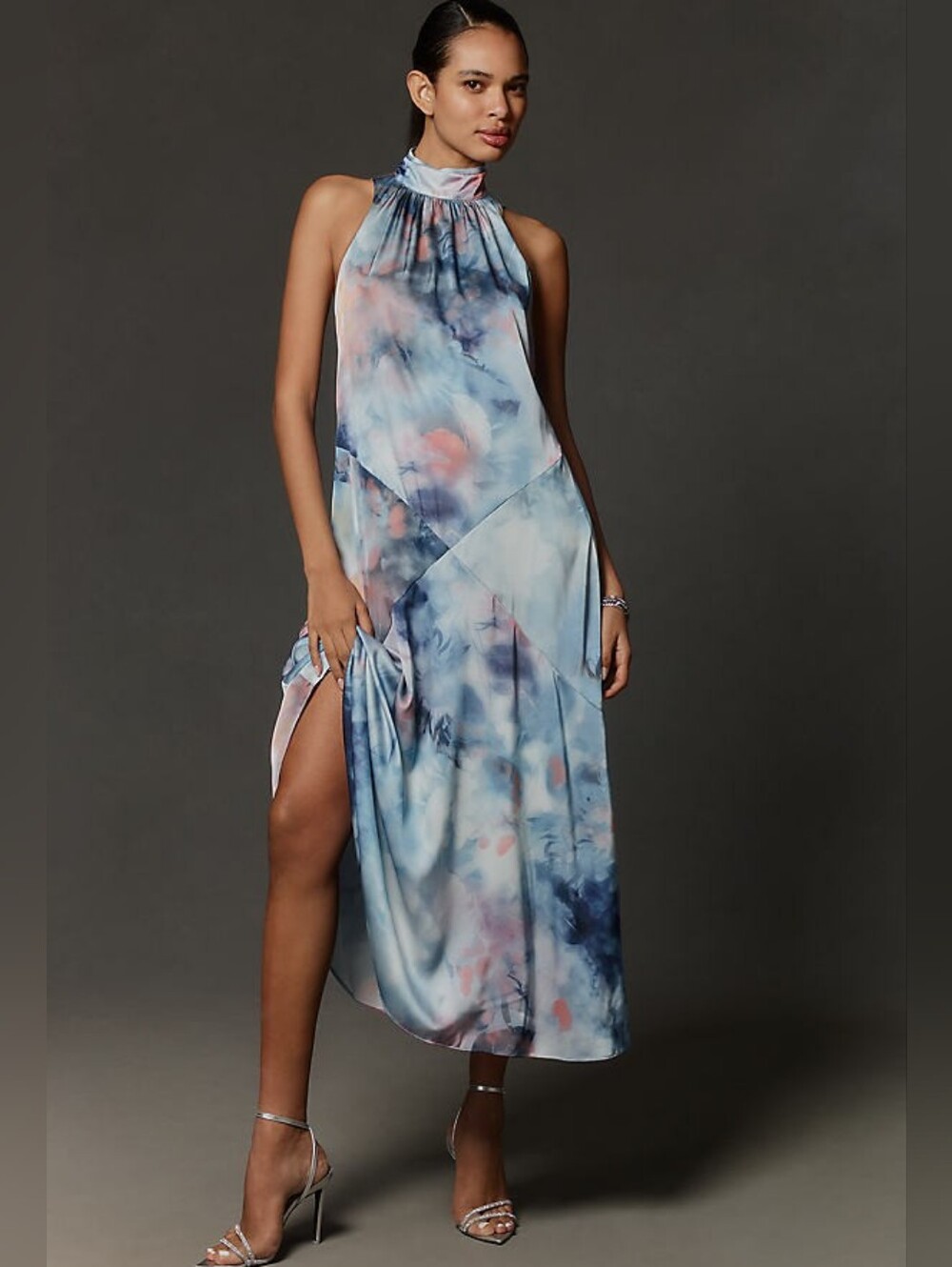Anthropology Sleeveless Halter A-line Midi Dress